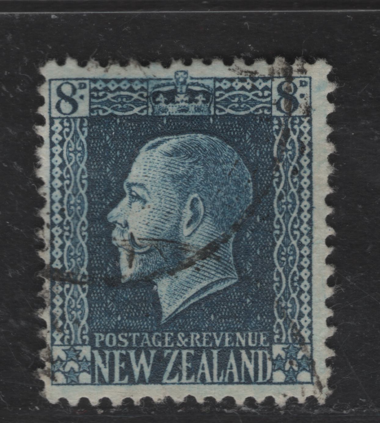 Lot 40 (C) New Zealand SG#427a 8d Indigo Blue King George V, 1915-1930 KGV Sideface Issue, A Fine Used Single, Perf 14x14.5