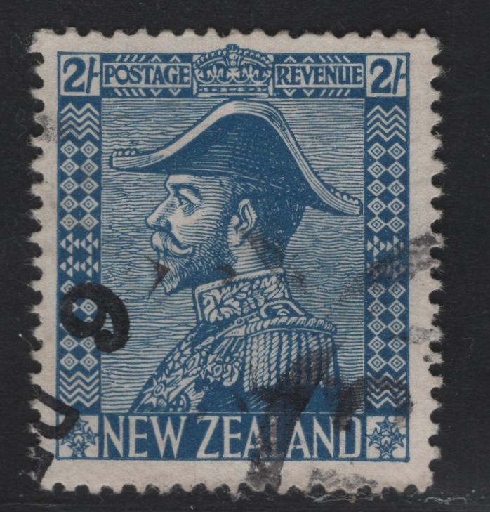 Lot 55 New Zealand SG#469 2/- Blue King George V, 1926-1934 Admiral Issue, A Fine Used Single, Cowan Paper