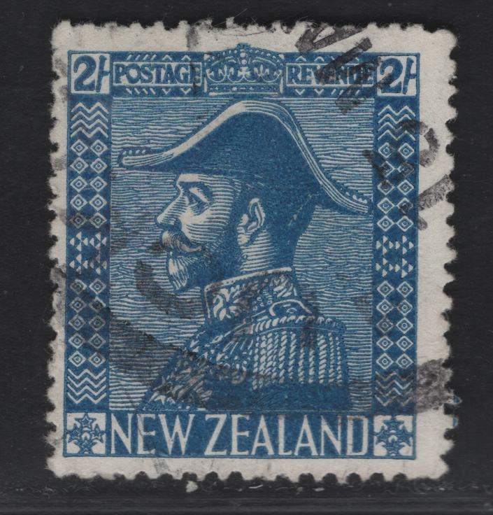 Lot 56 New Zealand SG#469 2/- Blue King George V, 1926-1934 Admiral Issue, A Fine Used Single, Cowan Paper