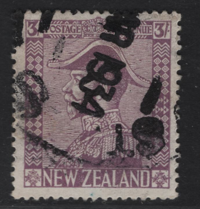 Lot 60 (C) New Zealand SG#470 3/- Dull Reddish Mauve King George V, 1926-1934 KGV Admiral Issue, A Fine Used Single, Cowan Paper