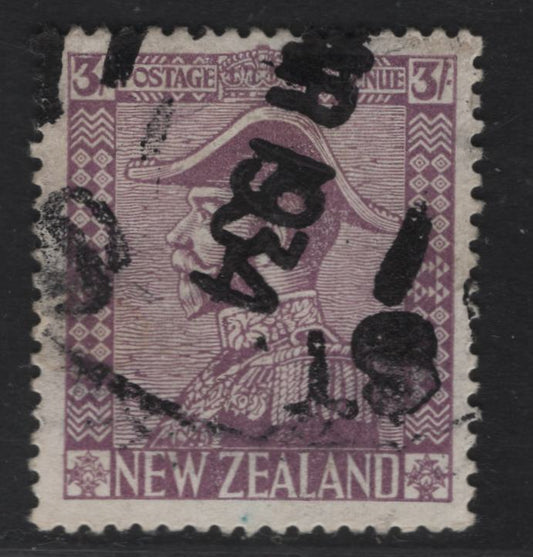 Lot 60 (C) New Zealand SG#470 3/- Dull Reddish Mauve King George V, 1926-1934 KGV Admiral Issue, A Fine Used Single, Cowan Paper