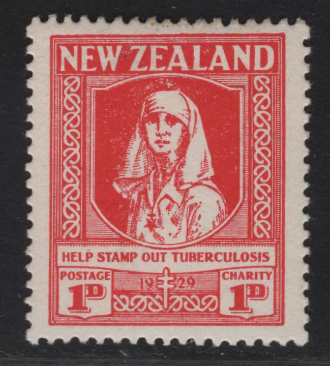 Lot 64 New Zealand SG#544 1d+1d Scarlet Nurse, 1929-1930 Anti-Tuberculosis Fund, A VFOG Single