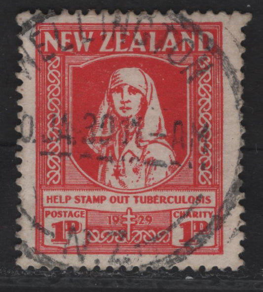 Lot 66 (C) New Zealand SG#544 1d+1d Scarlet Nurse, 1929-1930 Anti-Tuberculosis Fund, A Very Fine Used Single