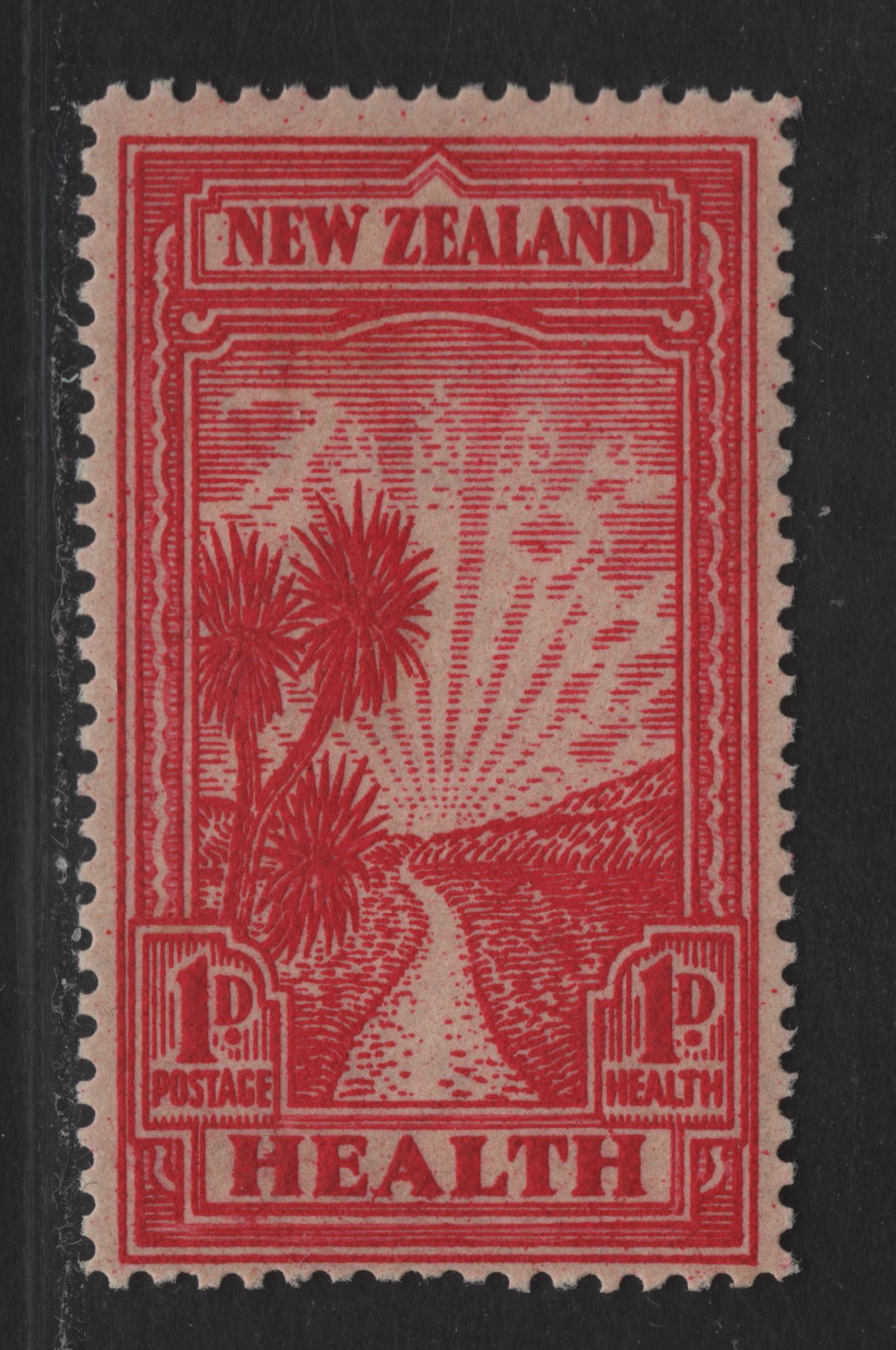 Lot 76 New Zealand SG#553 1d+1d Carmine The Path ro Health, 1932 Health Issue, A VFNH Single