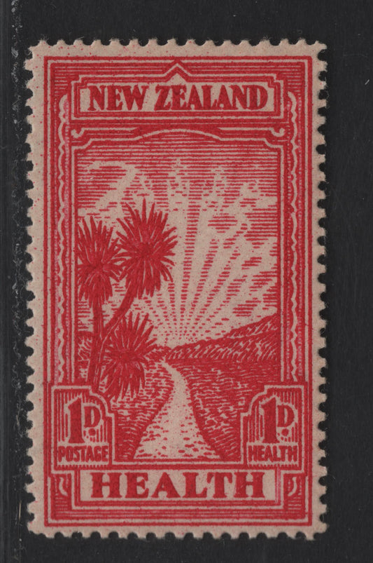 Lot 77 New Zealand SG#553 1d+1d Carmine The Path ro Health, 1932 Health Issue, A VFOG Single