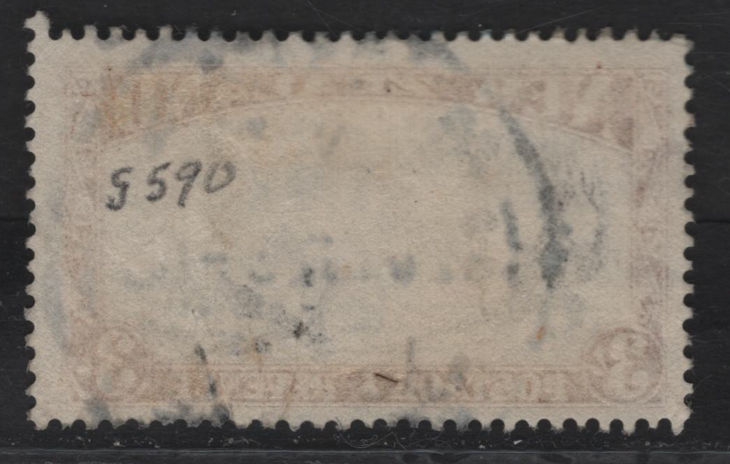 Lot 94 New Zealand SG#569 3/- Chocolate & Yellow Brown Mt. Egmont, 1935-1936 Pictorial Issue, A Very Good Used Single, Perf 13-14x13.5, Internal Wrinkle At 'Nu' of 'Revenue, Single Wmk.