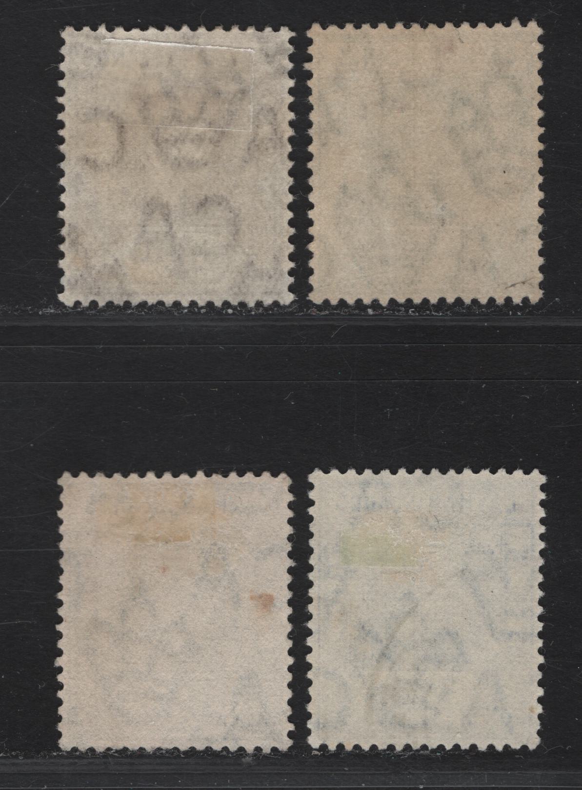 Lot 1 Cayman Islands #40, 41, 43, 44 1/4d Brown - 2 1/2d Bright Blue, 1912-1920 King George V Imperium Keyplate Issue With Wmk Multiple Crown CA, 4 Very Fine Used Singles All Die 1