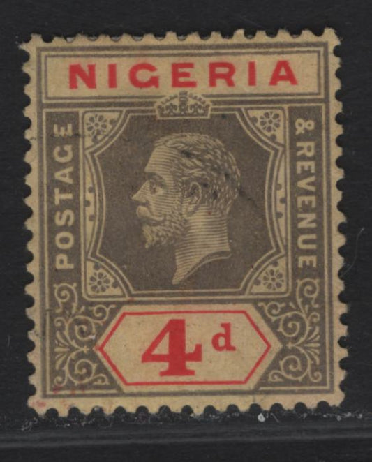 Lot 104 Nigeria SG#6c 4d Gray & Red - Deep Gray & Red King George V, 1914-1929 KGV Imperium Keyplate Issue, Wmk Multiple Crown CA, A Very Fine Used Single, Yellow Paper With Orange Buff Back