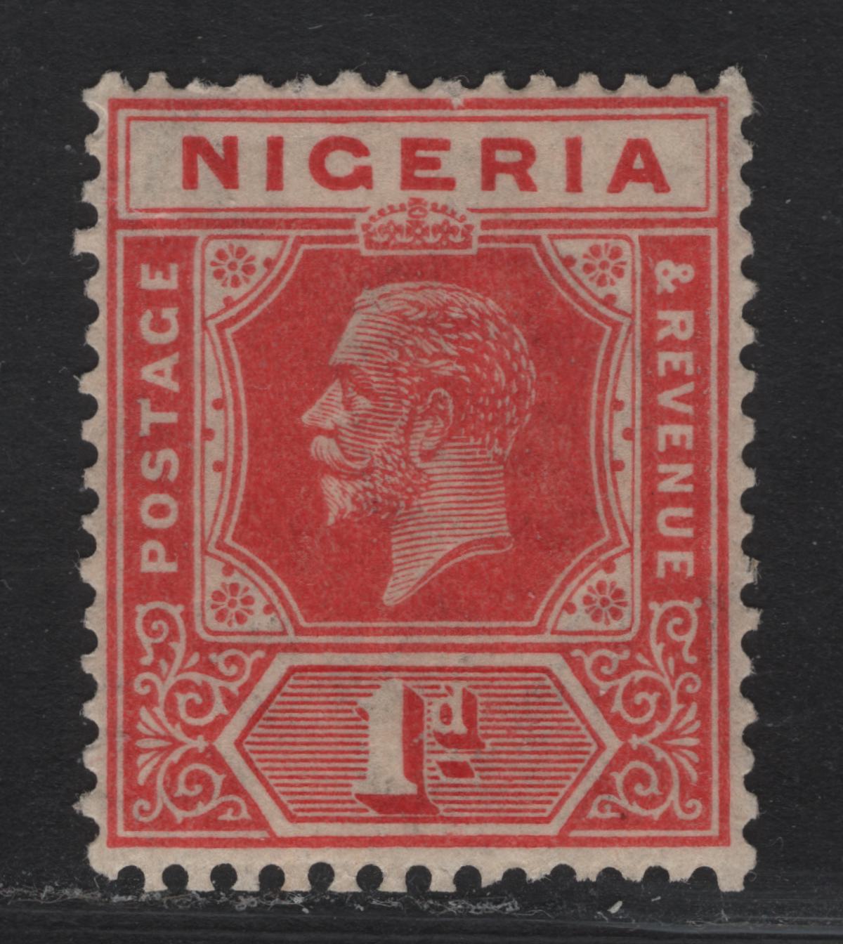 Lot 150 Nigeria SG#16var 1d Red King George V, 1921-1932 KGV Imperium Keyplate Issue, Wmk Multiple Script CA, A VFOG Booklet Single, Die 1, Showing Frame Break At Top - Very Scarce