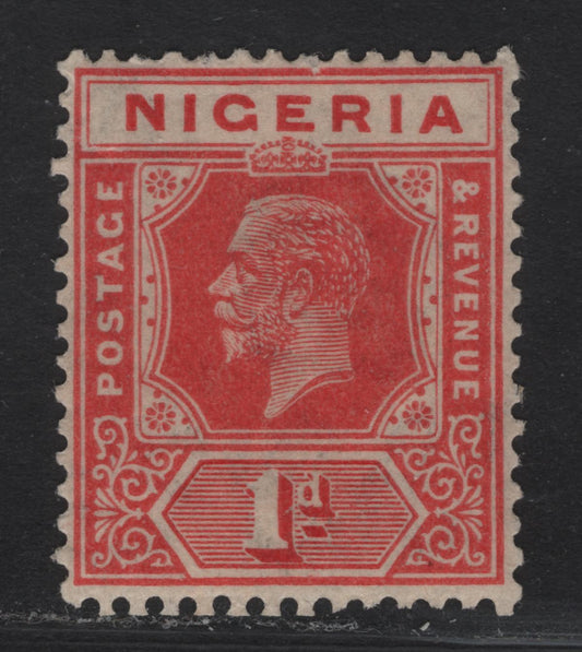 Lot 150 Nigeria SG#16var 1d Red King George V, 1921-1932 KGV Imperium Keyplate Issue, Wmk Multiple Script CA, A VFOG Booklet Single, Die 1, Showing Frame Break At Top - Very Scarce