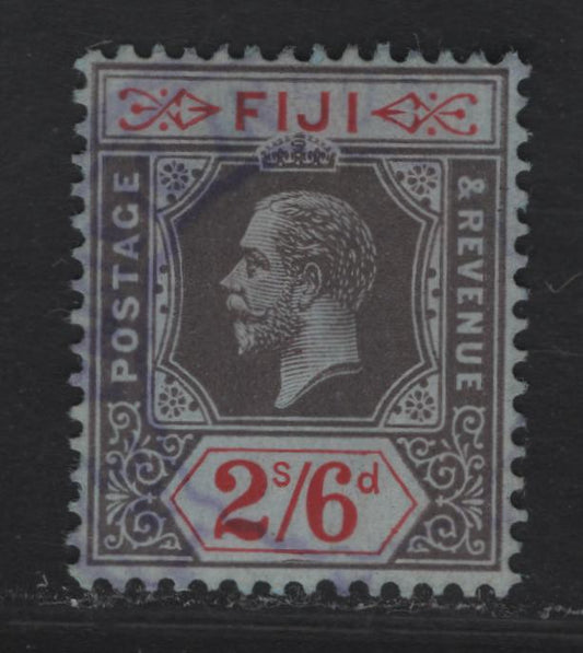 Lot 15 (C) Fiji #135 2/6d Grey & Black & Red On Blue Paper, 1912-1923 King George V Imperium Keyplate Issue, Wmk Multiple Crown CA, A Very Fine Used Single Die 1