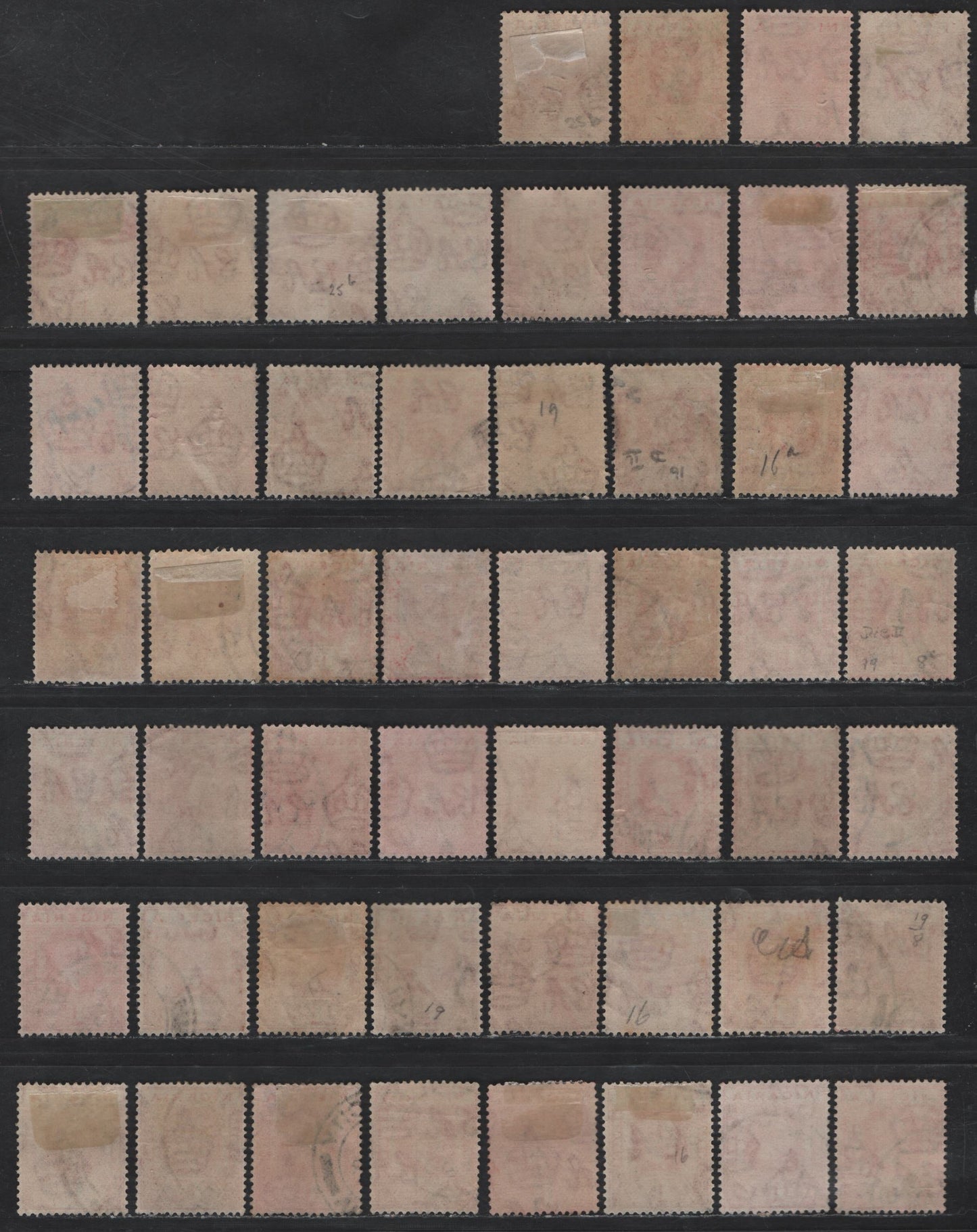 Nigeria SG#16b 1d Rose Carmine - Deep Red King George V, 1921-1932 KGV Imperium Keyplate Issue, Wmk Multiple Script CA, 52 Fine/Very Fine Used Singles, Shade Lot, Unsorted Examples, Unchecked For Specific Shades
