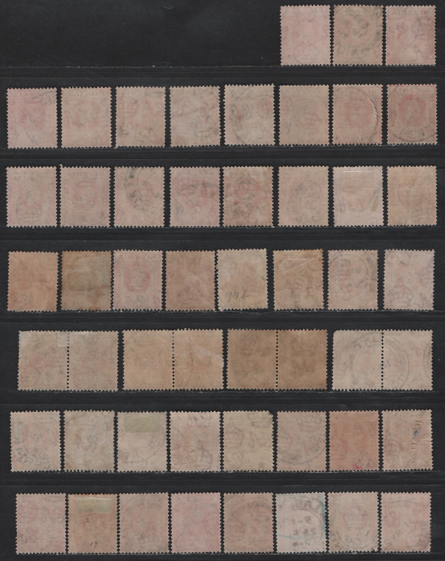 Nigeria SG#16b 1d Red - Rose Red King George V, 1921-1932 KGV Imperium Keyplate Issue, Wmk Multiple Script CA, 50 Fine/Very Fine Used Singles, Dated Examples Ranging From 1921-1935, Unchecked As to Specific Shades