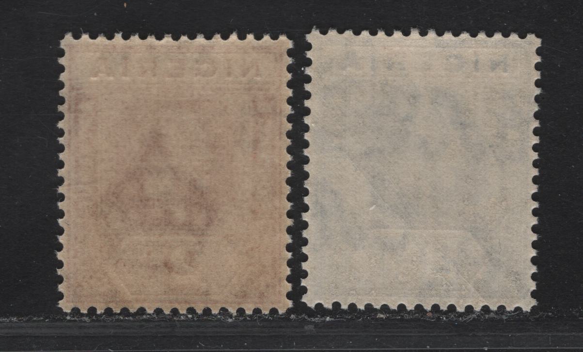 Lot 184 Nigeria SG#19, 21 2d - 2.5d Chestnut - Bright Blue King George V, 1921-1932 KGV Imperium Keyplate Issue, Wmk Multiple Script CA, 2 VFNH Singles, Dies 1 & 2