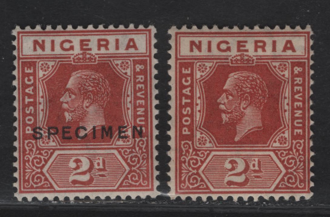 Lot 185 Nigeria SG#19, 19s 2d Chestnut - Deep Chestnut King George V, 1921-1932 KGV Imperium Keyplate Issue, Wmk Multiple Script CA, 2 F/VFNH Singles, The Chestnut With A Specimen Overprint, Approximately 400 Exist