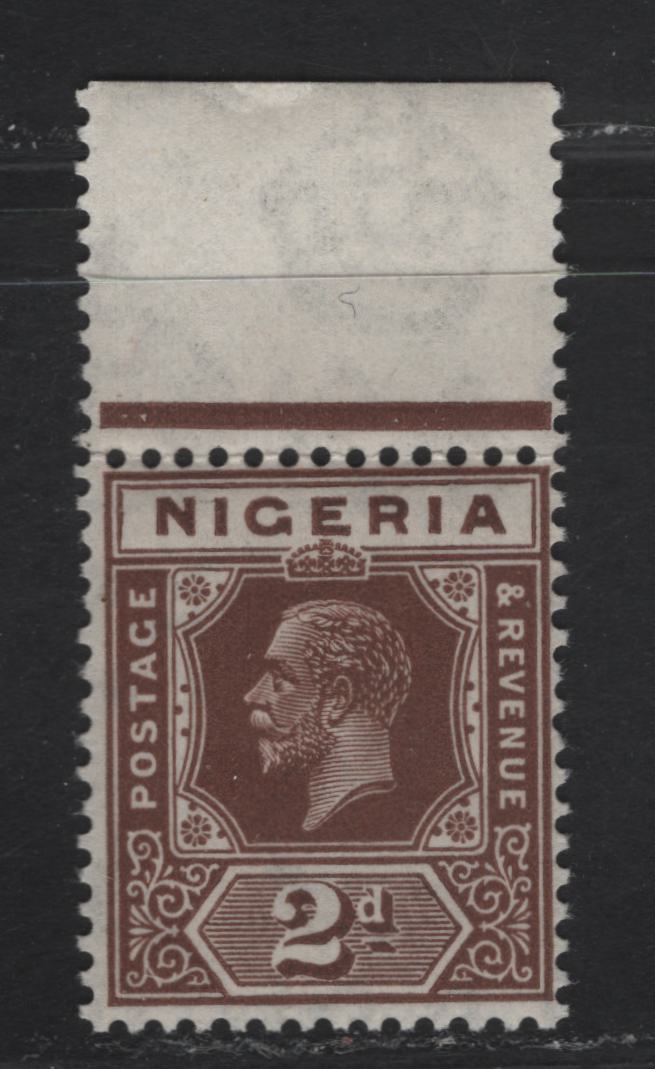 Lot 187 Nigeria SG#20 2d Chocolate King George V, 1921-1932 KGV Imperium Keyplate Issue, Wmk Multiple Script CA, A FNH Single, Die 2