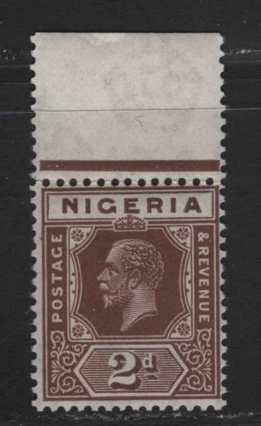 Lot 187 Nigeria SG#20 2d Chocolate King George V, 1921-1932 KGV Imperium Keyplate Issue, Wmk Multiple Script CA, A FNH Single, Die 2