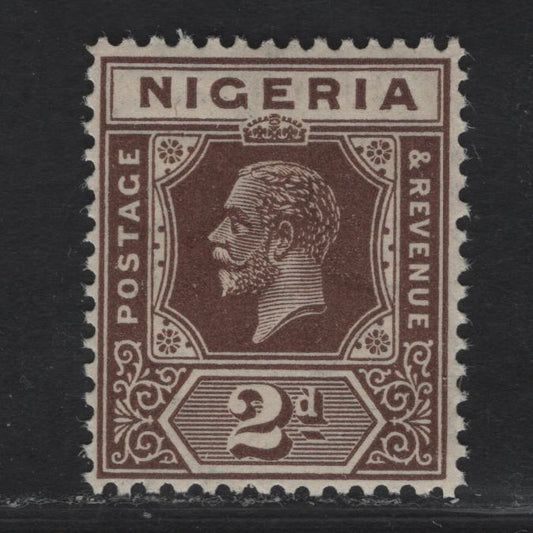 Lot 188 Nigeria SG#20 2d Dark Brown King George V, 1921-1932 KGV Imperium Keyplate Issue, Wmk Multiple Script CA, A VFNH Single, Die 2