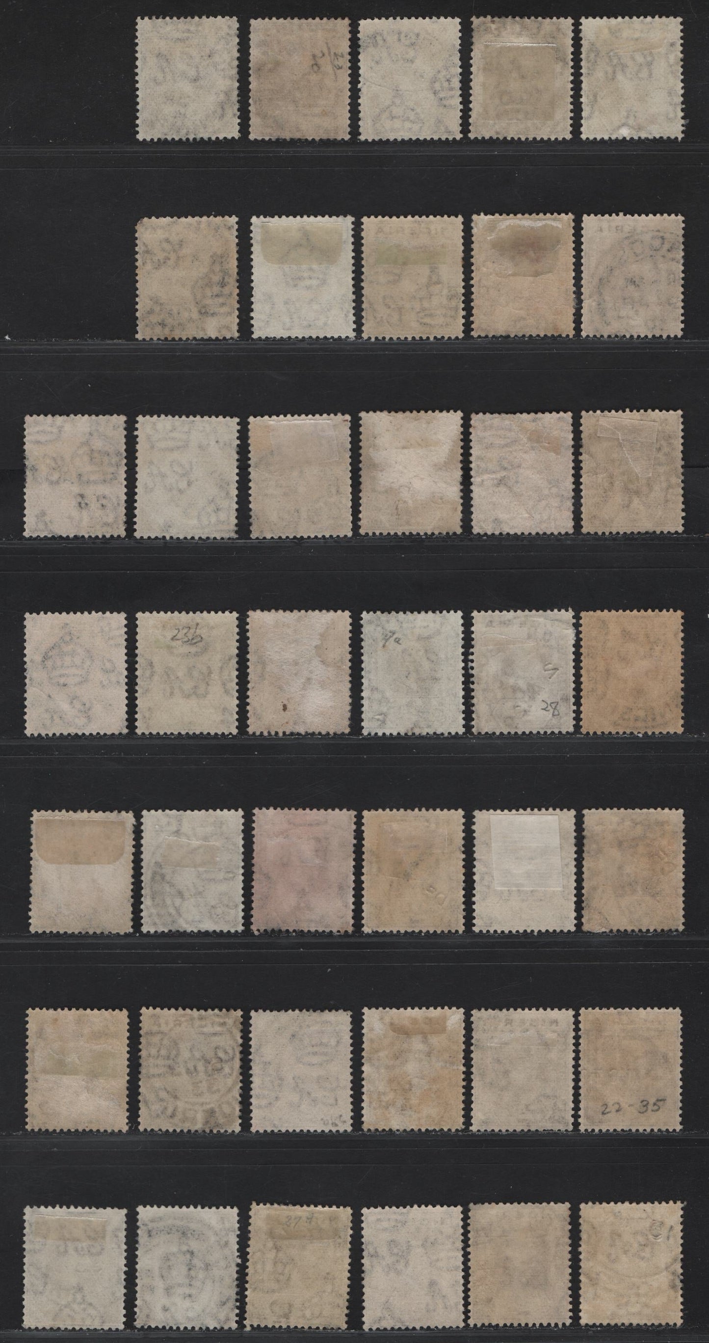 Lot 190 Nigeria SG#20-a 2d Dark Brown - Chocolate King George V, 1921-1932 KGV Imperium Keyplate Issue, Wmk Multiple Script CA, 40 Fine/Very Fine Used Singles, Dated Examples, Usefel For Preparing A Dated Shade Study, 12 Die 1 & 28 Die 2.