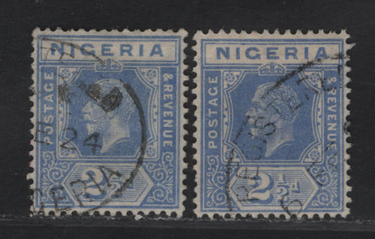 Lot 200 Nigeria SG#21 2.5d Pale Bright Blue - Pale Bright Ultramarine King George V, 1921-1932 KGV Imperium Keyplate Issue, Wmk Multiple Script CA, 3 Fine/Very Fine Used Singles, Scarce Value to Find Used, One With 1924 Date