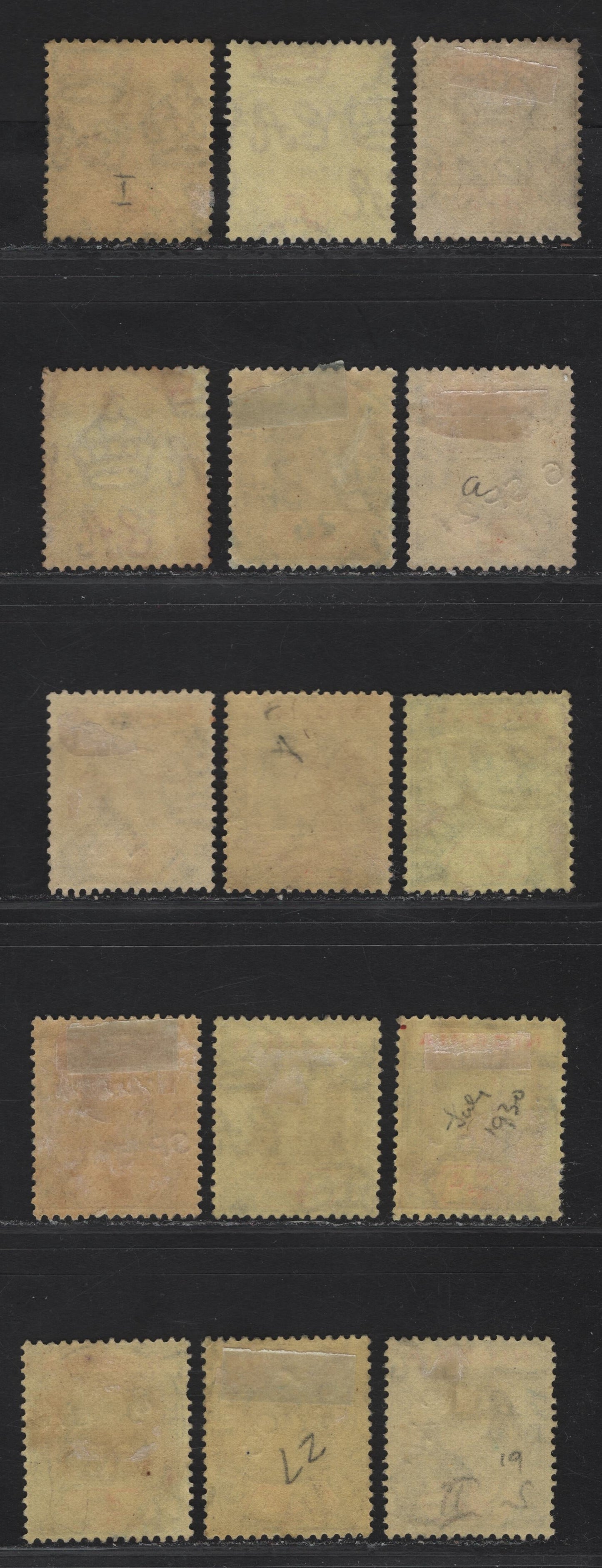 Lot 213 Nigeria SG#24-a 4d Black & Red - Gray & Red King George V, 1921-1932 KGV Imperium Keyplate Issue, Wmk Multiple Script CA, 14 Fine/Very Fine Used Singles, Dated Examples With Dates From 1924-1938, Dies 1 & 2