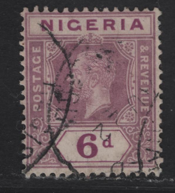 Lot 219 Nigeria SG#25 6d Bright Purple & Pale Milky Reddish Purple King George V, 1921-1932 KGV Imperium Keyplate Issue, Wmk Multiple Script CA, A Fine Used Single, Die 1, Scarce Used Example, 1922 Date.