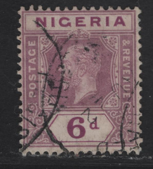 Lot 219 Nigeria SG#25 6d Bright Purple & Pale Milky Reddish Purple King George V, 1921-1932 KGV Imperium Keyplate Issue, Wmk Multiple Script CA, A Fine Used Single, Die 1, Scarce Used Example, 1922 Date.