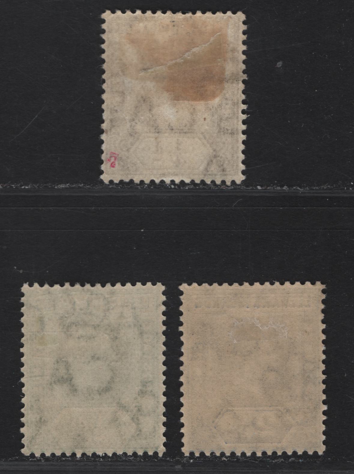 Lot 22 (C) Leeward Islands #46, 47a, 50 1/4d Brown, 1/2d Deep Green, 2 1/2d Bright Blue, 1912-1922 King George V Imperial Keyplate Issue, Wmk Multiple Crown CA, 3 VFOG Singles All Die 1