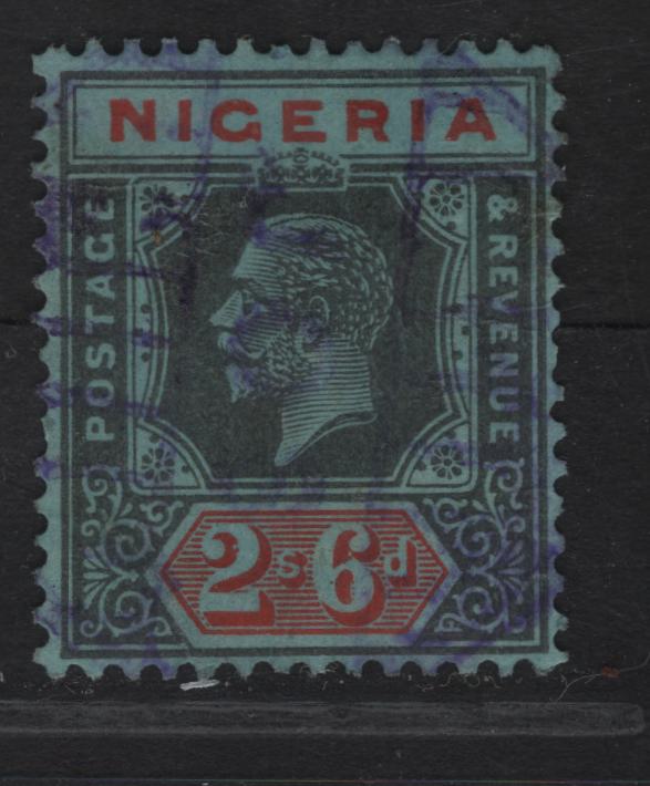 Lot 234 Nigeria SG#27 2/6 Deep Gray & Scarlet King George V, 1921-1932 KGV Imperium Keyplate Issue, Wmk Multiple Script CA, A Fine Used Single, Gray Blue Paper, Die 2