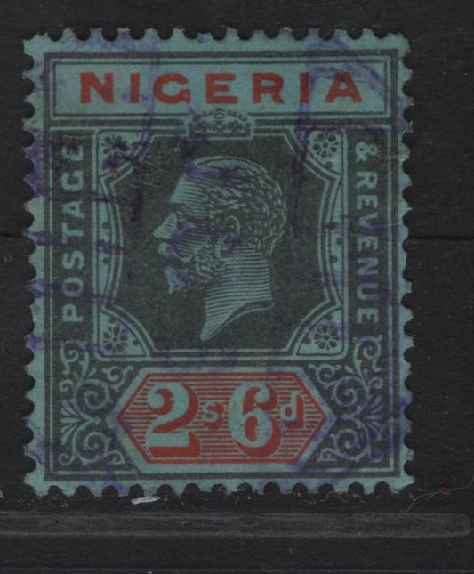 Lot 234 Nigeria SG#27 2/6 Deep Gray & Scarlet King George V, 1921-1932 KGV Imperium Keyplate Issue, Wmk Multiple Script CA, A Fine Used Single, Gray Blue Paper, Die 2