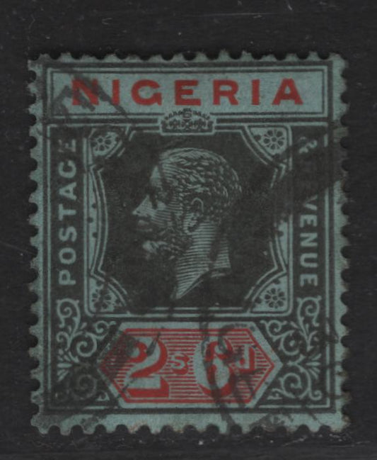 Nigeria SG#27 2/6 Gray Black & Scarlet King George V, 1921-1932 KGV Imperium Keyplate Issue, Wmk Multiple Script CA, A Fine Used Single, Pale Gray Blue Paper, Die 2