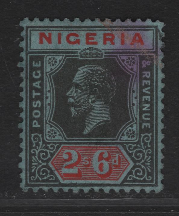 Nigeria SG#27 2/6 Deep Gray & Bright Scarlet King George V, 1921-1932 KGV Imperium Keyplate Issue, Wmk Multiple Script CA, A Very Fine Used Single, Gray Blue Paper