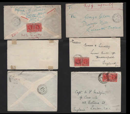 Lot 252 Nigeria #16b 1d Deep Red 1914-1929 King George V Imperium Keyplate Issue, Usage On Two Covers & A Front To The UK, Good Cancels