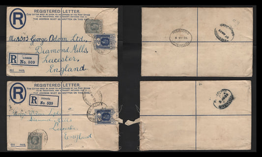 Lot 262 Nigeria #18a 2d Slate Grey 1921-1932 King George V Imperium Keyplate Issue, Usage On 2 1926 Registered Covers to the UK