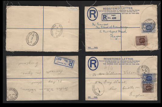 Lot 265 Nigeria #20, 2d Chocolate 1921-1932 King George V Imperium Keyplate Issue, Usage On Two Registered Envelopes To The UK