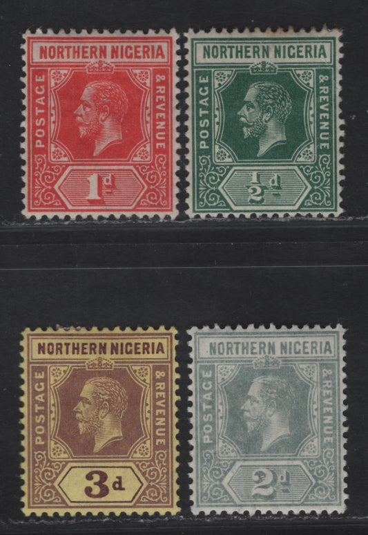 Lot 290 Northern Nigeria SG#40-43 1/2d - 3d Deep Green - Chocolate & Pale Purple King George V, 1912 KGV Imperium Keyplate Issue, 4 VFOG Singles