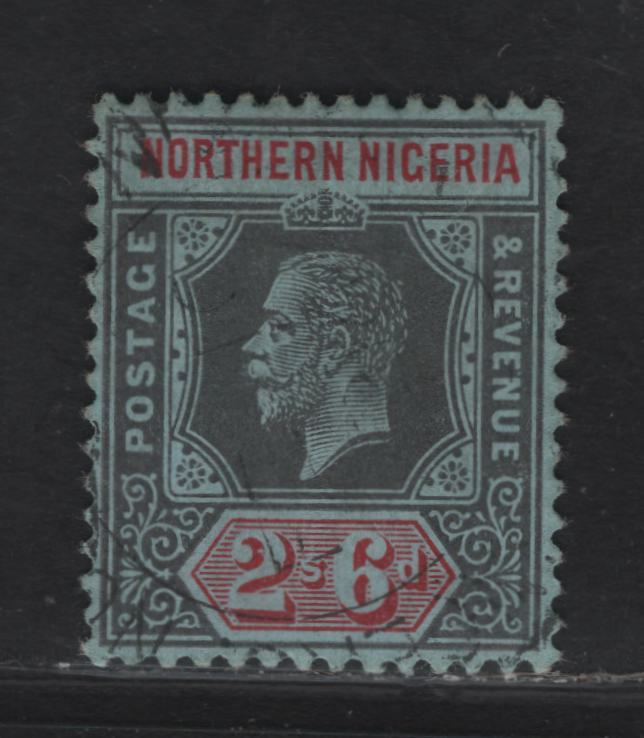 Lot 299 Northern Nigeria SG#49 2/6 Deep Gray & Carmine Red King George V, 1912 KGV Imperium Keyplate Issue, A Very Fine Used Single, Gray Blue Paper