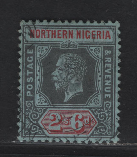 Lot 299 Northern Nigeria SG#49 2/6 Deep Gray & Carmine Red King George V, 1912 KGV Imperium Keyplate Issue, A Very Fine Used Single, Gray Blue Paper