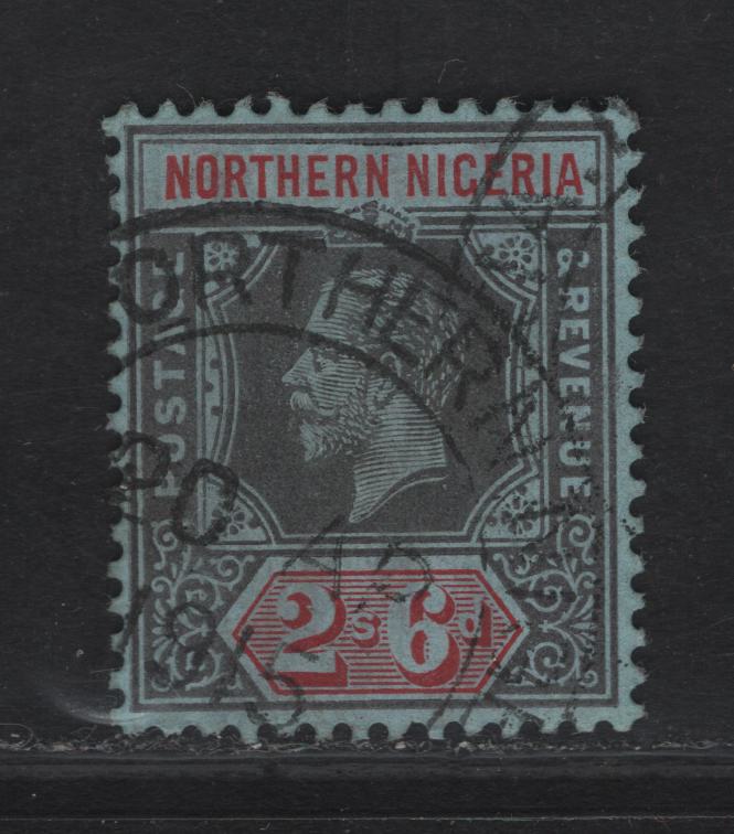 Lot 300 Northern Nigeria SG#49 2/6 Deep Gray & Carmine Red King George V, 1912 KGV Imperium Keyplate Issue, A Very Fine Used Single, Gray Blue Paper