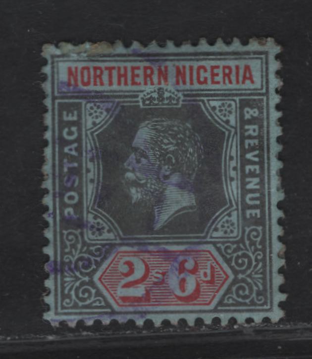 Lot 301 Northern Nigeria SG#49 2/6 Deep Gray & Red King George V, 1912 KGV Imperium Keyplate Issue, A Very Fine Used Single, Gray Blue Paper