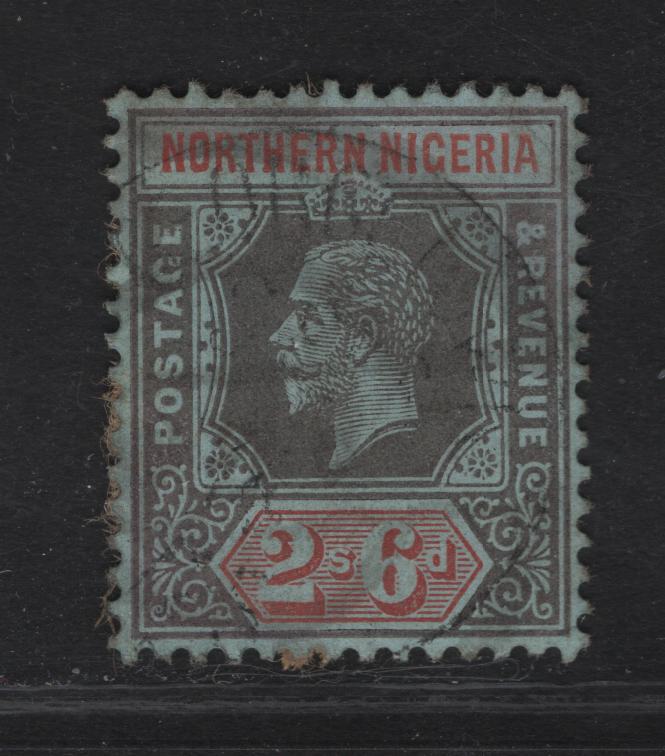 Lot 302 Northern Nigeria SG#49 2/6 Deep Gray & Dull Red King George V, 1912 KGV Imperium Keyplate Issue, A Very Fine Used Single, Gray Blue Paper