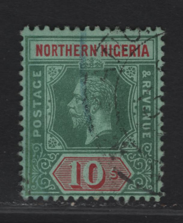 Lot 304 Northern Nigeria SG#51 10/- Deep Green & Scarlet King George V, 1912 KGV Imperium Keyplate Issue, A Fine Used Single, Green Paper