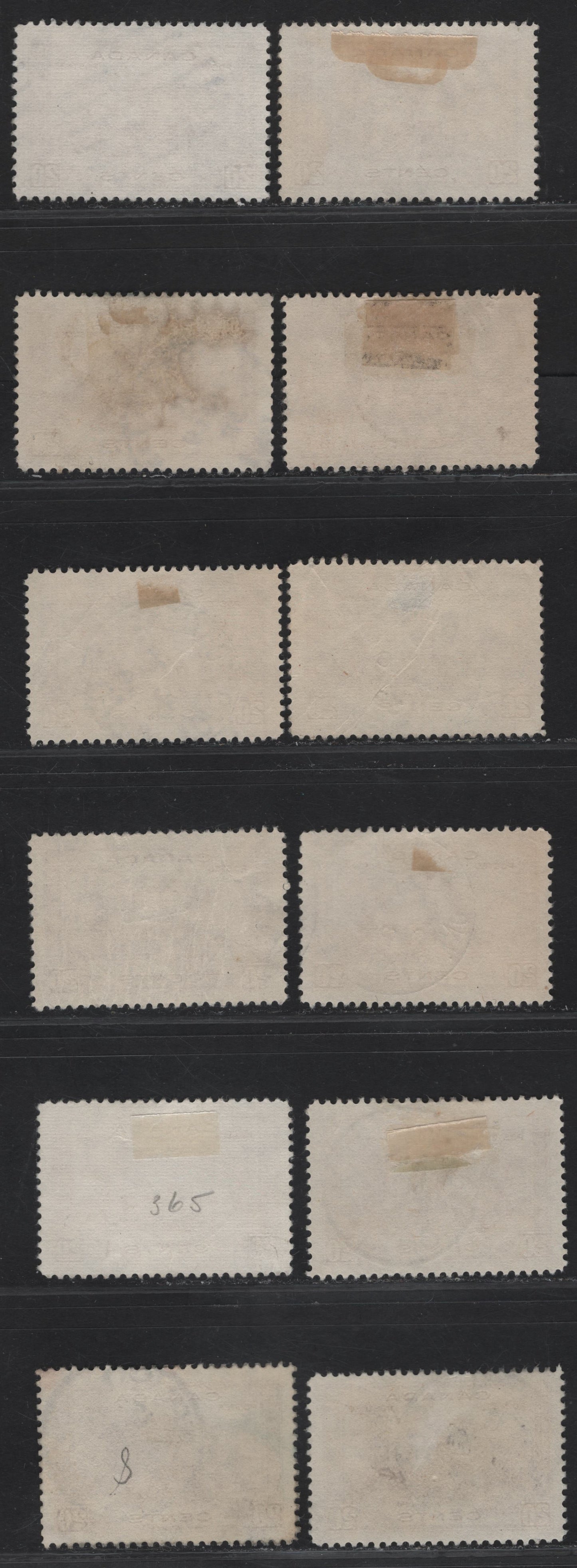 Lot 311 Canada #243 20c Red Brown & Brown Red Fort Garry Gate, 1938 Pictorial Issue, 12 F & VF Used Singles Group Of Used Examples With Full Grid Cancels Or Dated Cancels On Paper Types CBN-Q, CBN-R And CBN-P