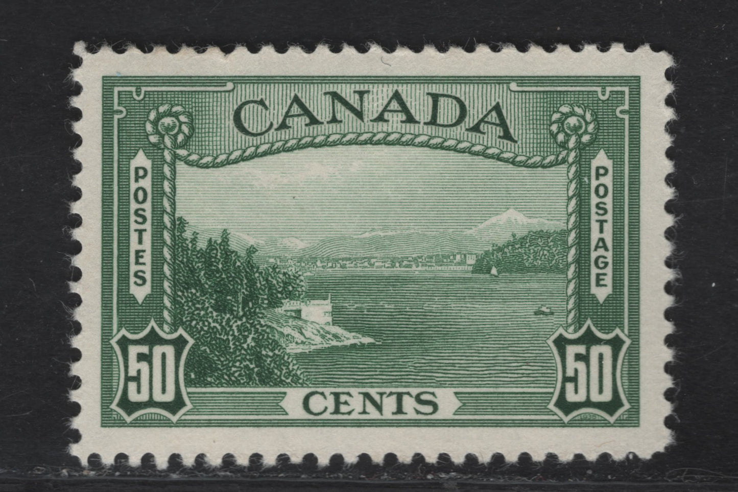 Lot 314 Canada #244 50c Deep Bluish Green Vancouver Harbour, 1938 Pictorial Issue, A VFNH Single On Paper Type CBN-L, Perf 11.9x12