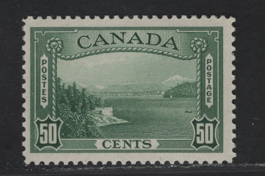 Lot 315 (C) Canada #244 50c Deep Bluish Green Vancouver Harbour, 1938 Pictorial Issue, A FOG Single On Paper CBN-O, Per 11.9x11.8
