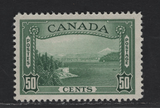 Lot 316 (C) Canada #244 50c Deep Bluish Green Vancouver Harbour, 1938 Pictorial Issue, A VFOG Single On Paper Type CBN-O, Per 12x11.9