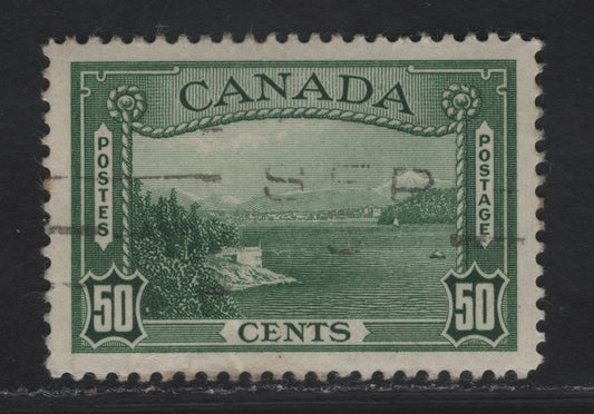 Lot 322 Canada #244 50c Deep Green Vancouver Harbour, 1938 Pictorial Issue, A Very Fine Used Single On CBN-T Type Paper, Which Still Has The Gum, Confirming The Existence Of Type T. Perf 12.1x11.85