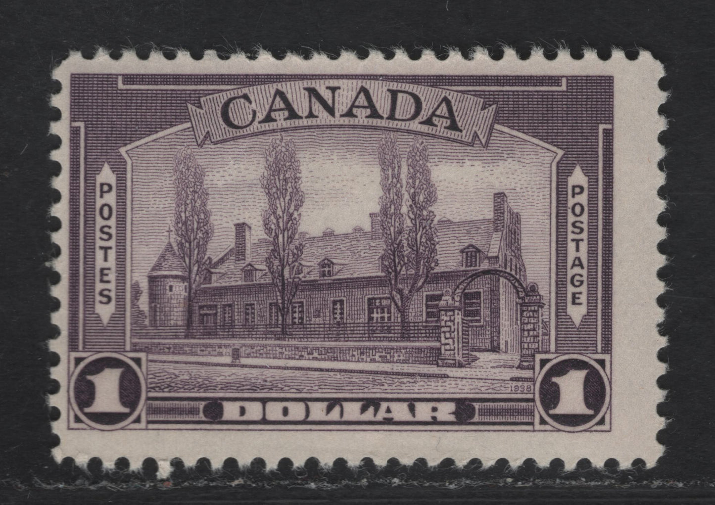Lot 324 Canada #245 $1 Dull Violet Chateau De Ramezay, 1938 Pictorial Issue, A FOG Single Gum Type CBN-N, With Perf 11.9x12, Printed In Non-Analine Ink