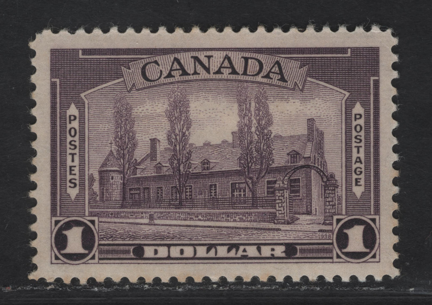 Lot 325 Canada #245 $1 Dull Violet Chateau De Ramezay, 1938 Pictorial Issue, A VFOG Single On Paper/Gum Type CBN-S, Perf 11.9