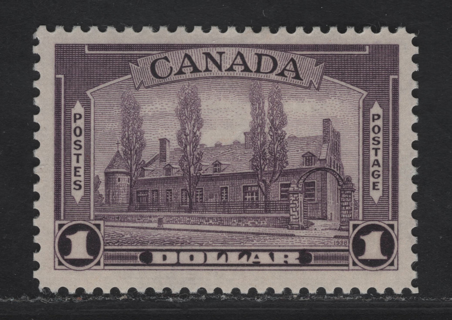 Lot 328 (C) Canada #245 $1 Dull Violet Chateau De Ramezay, 1938 Pictorial Issue, A VFOG Single On Paper/Gum Type CBN-S, Perf 12x11.85
